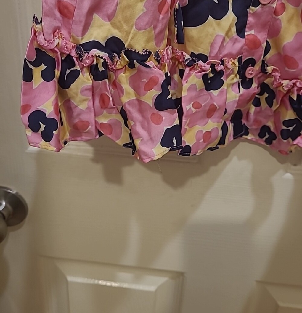 French Connection Pink Yellow Floral Ruffle Button-Front Dress - Picture 6 of 9